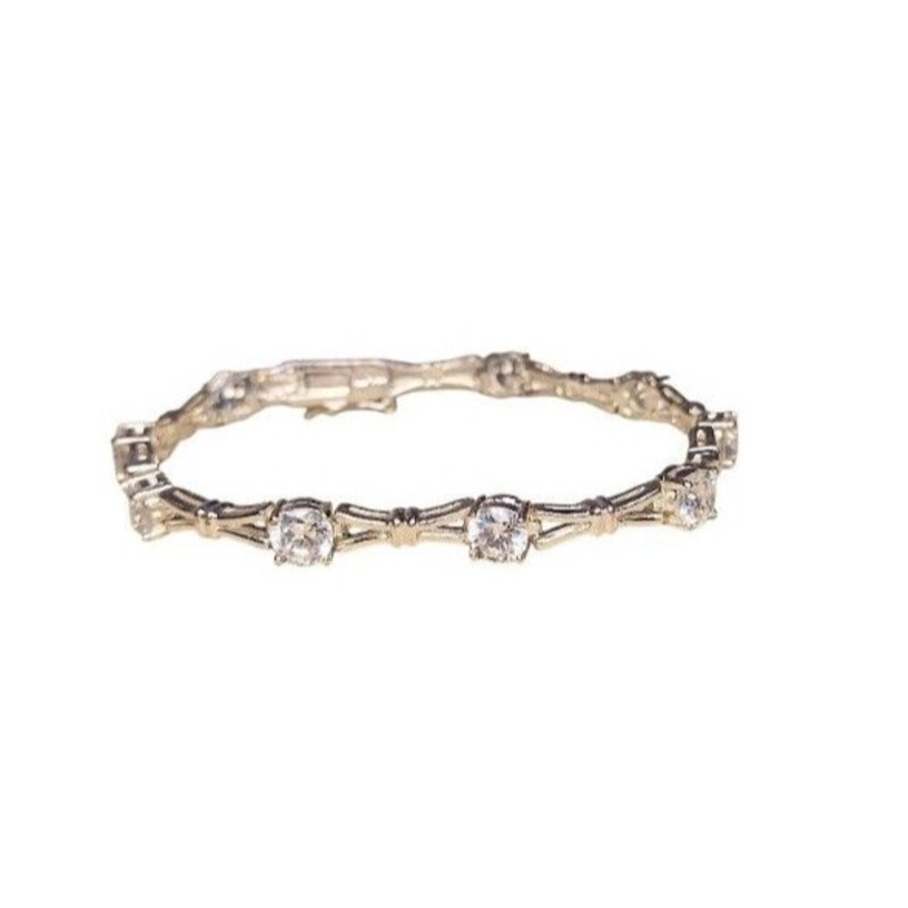 Vintage ROMAN CZ Silver Plated 7" Tennis Bracelet